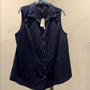 Talbots Women’s Navy sleeveless button down